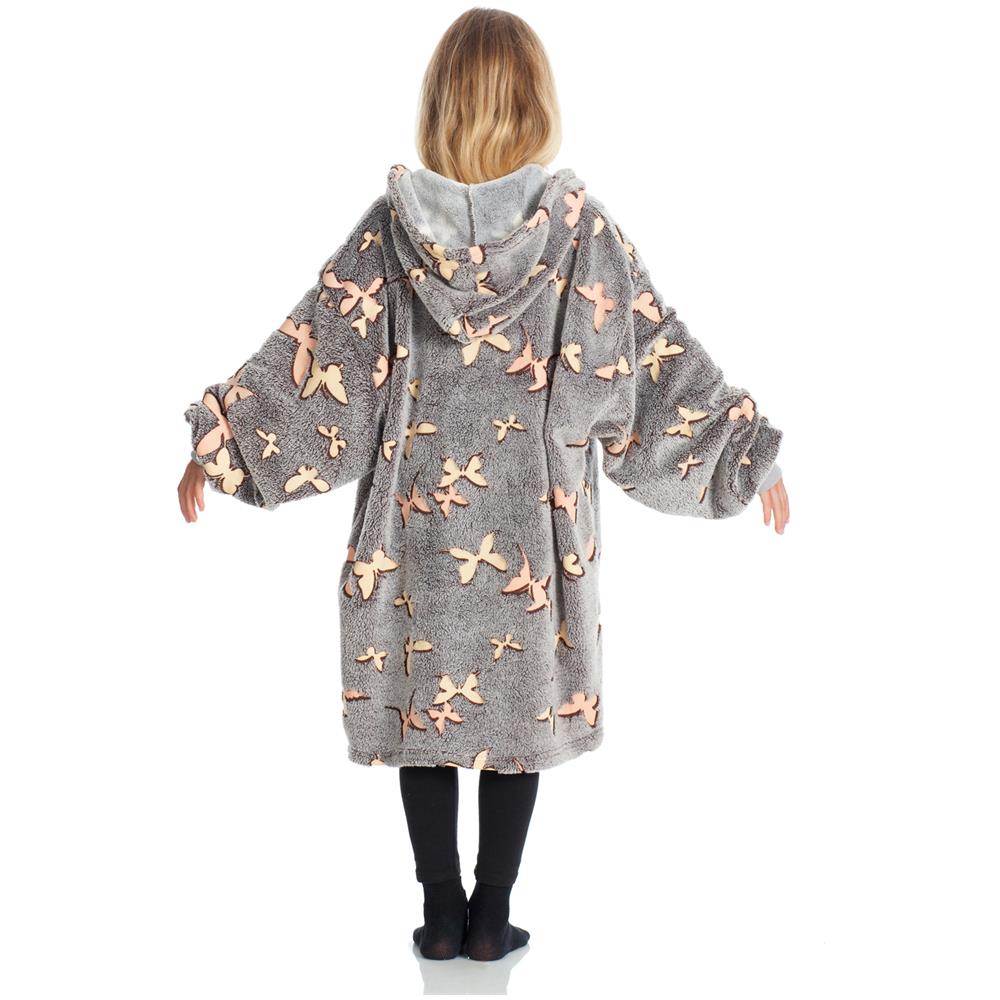 Felpa Con Cappuccio Bambini Farfalle Glow Grigio - Foto 2