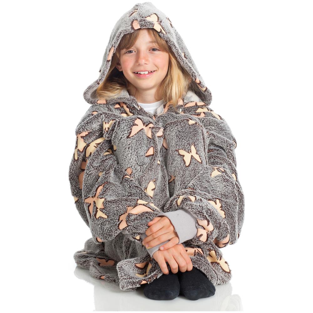 Felpa Con Cappuccio Bambini Farfalle Glow Grigio - Foto 6