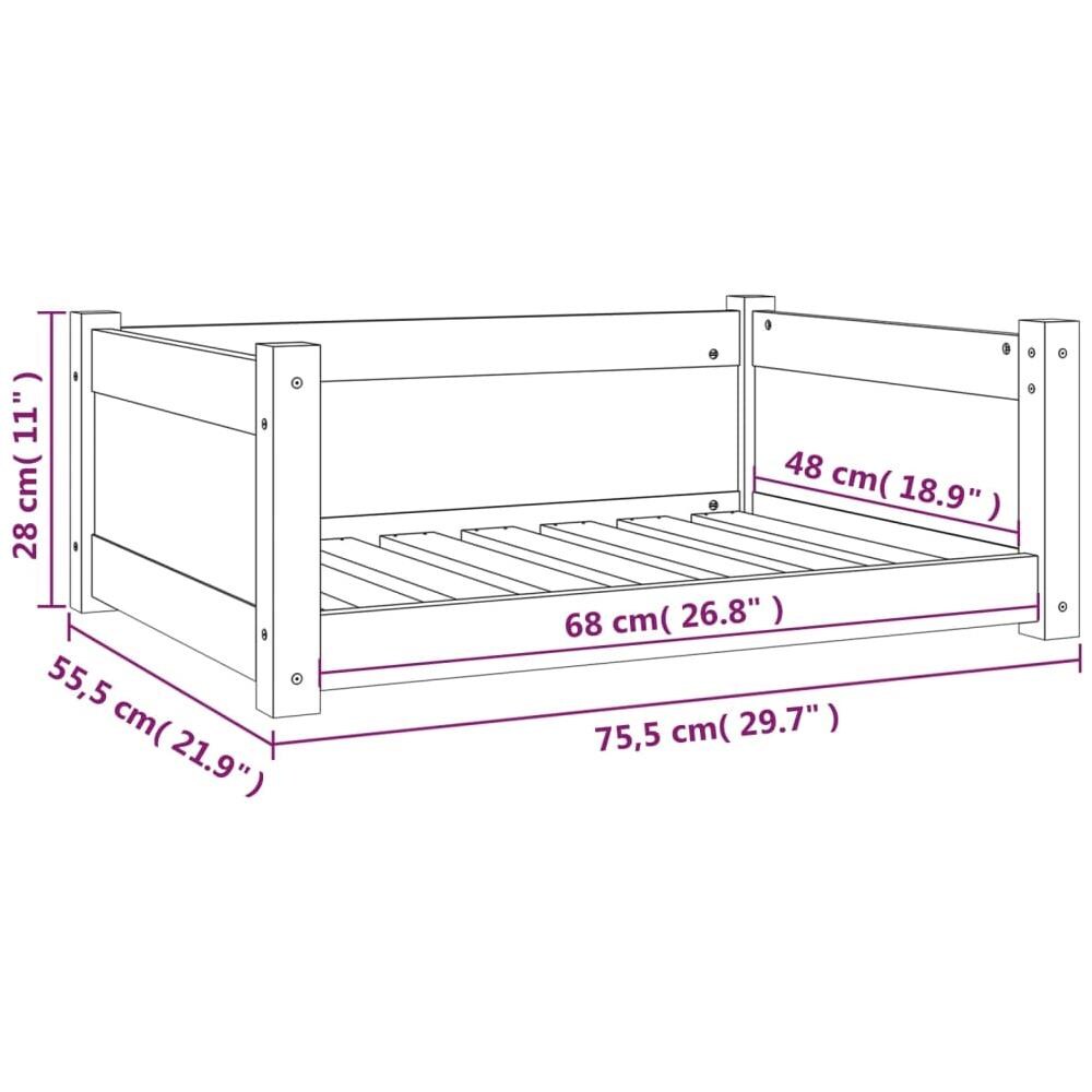 Cuccia Per Cani Bianca 75,5x55,5x28cm In Legno Massello Di Pino - Foto 2