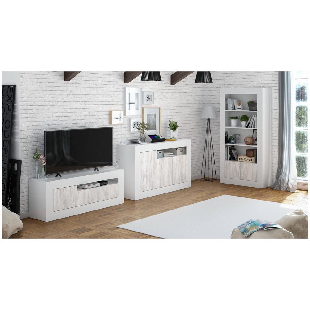 Credenza Thornton, Madia Moderna A 3 Ante, Buffet Da Soggiorno Con Scomparti, Madia Da Salotto, Mobile Porta Tv, 144x42h87 Cm, Bianco - Foto 1