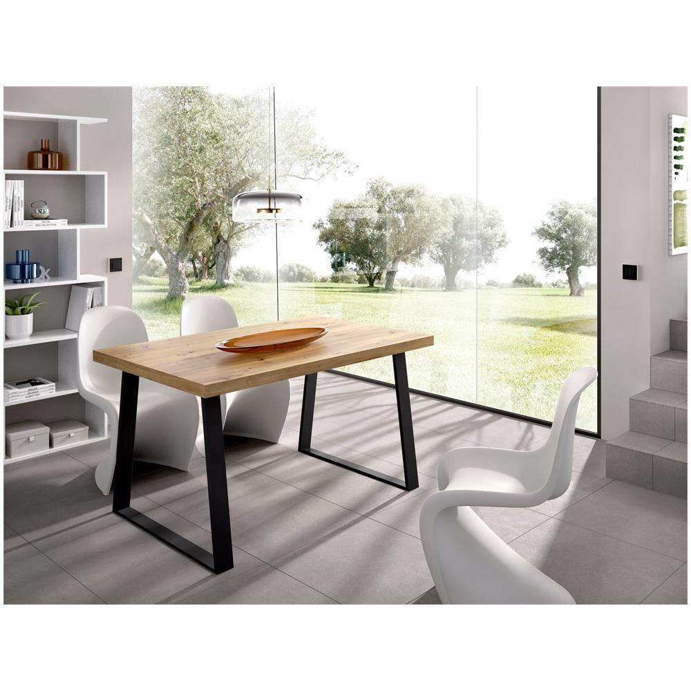 Tavolo Fisso Campello, Tavolo Da Pranzo Multiuso, Tavolo Rettangolare Da Cucina O Sala Da Pranzo, 140x90h75 Cm, Rovere Nodi - Foto 1
