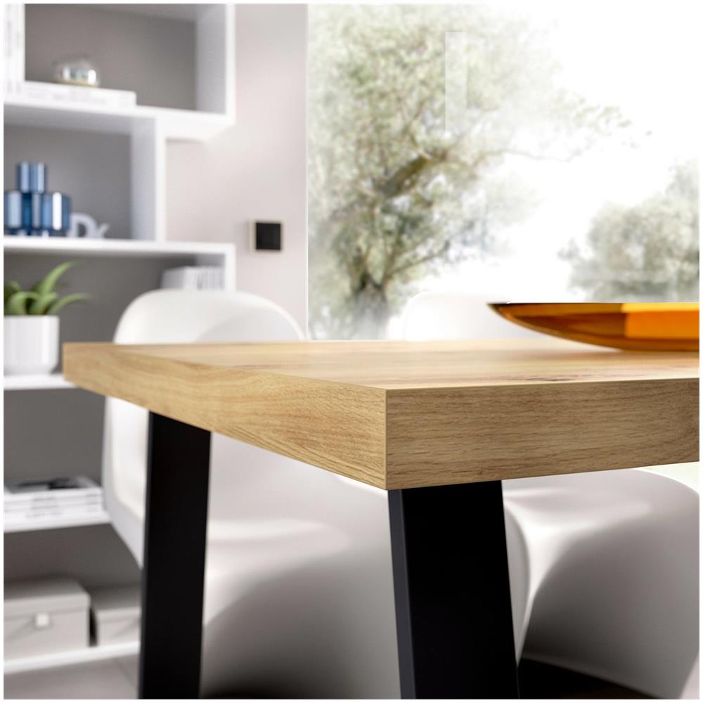 Tavolo Fisso Campello, Tavolo Da Pranzo Multiuso, Tavolo Rettangolare Da Cucina O Sala Da Pranzo, 140x90h75 Cm, Rovere Nodi - Foto 4