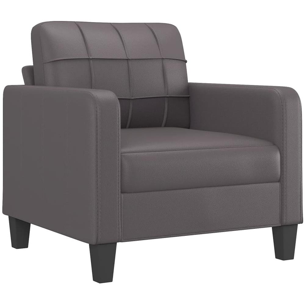 Set Di Divani 3 Pz Con Cuscini Grigio In Similpelle - Foto 3