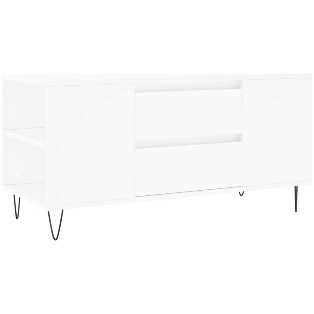 Tavolino Da Salotto Bianco 102x44,5x50 Cm In Legno Multistrato - Foto 2