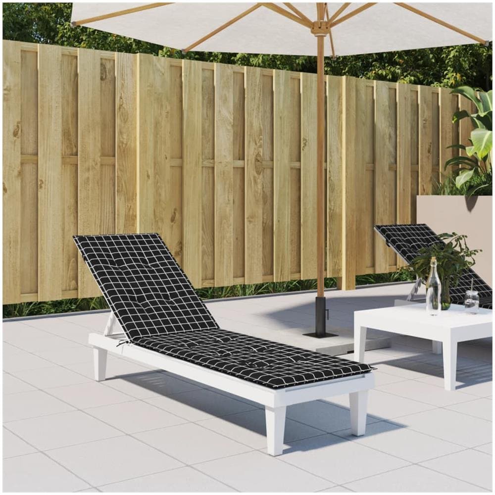 Cuscino Per Sedia Sdraio Motivo A Quadri Nero In Tessuto Oxford - Foto 1