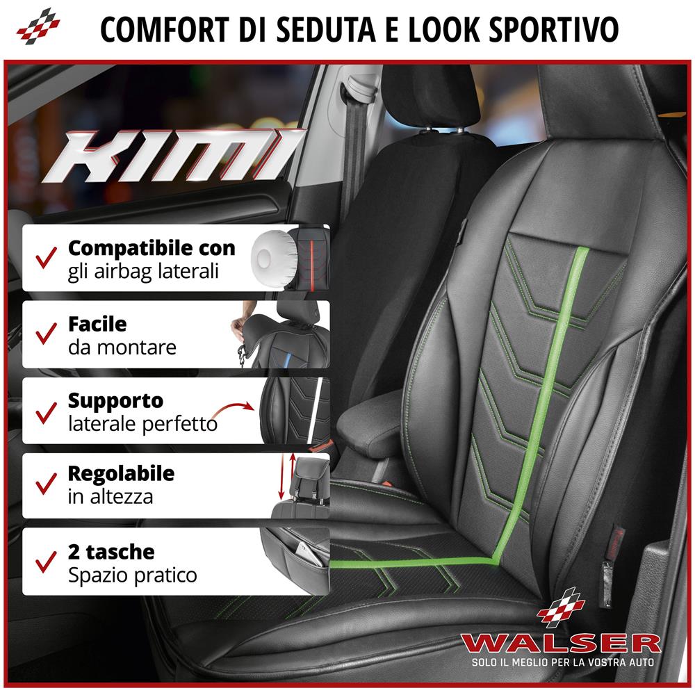 Coprisedili Auto Kimi Nero /verde - Foto 2