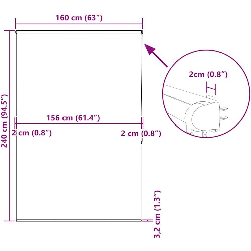 Tenda a Rullo Doccia Cassonetto 160x240 cm Larghezza Tessuto - Foto 10