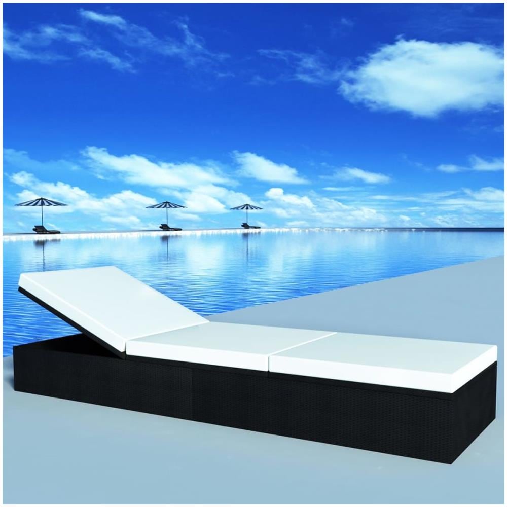 Lettino Da Sole Poli Rattan Nero - Foto 1