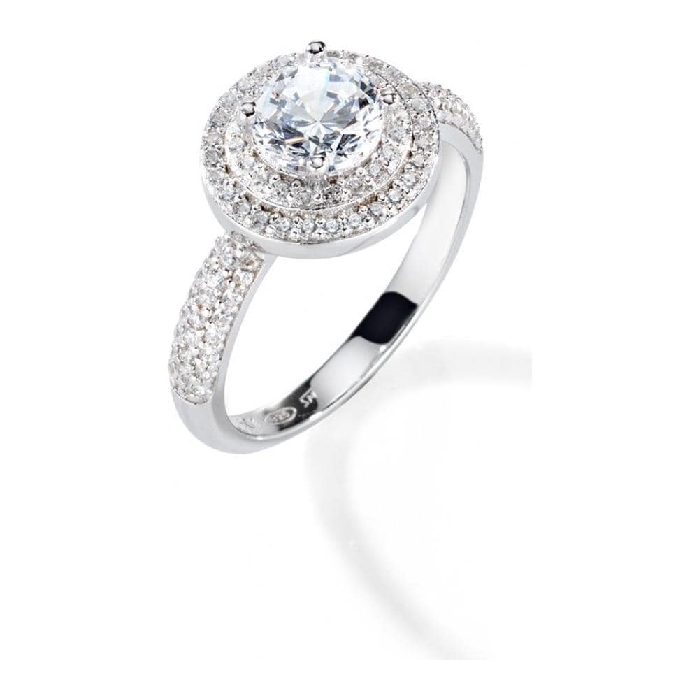 Anello Donna In Argento 925/1000 Bianco Con Zircone Bianco, Linea Tesori, Misura 18, 5.0 Grammi - Foto 1
