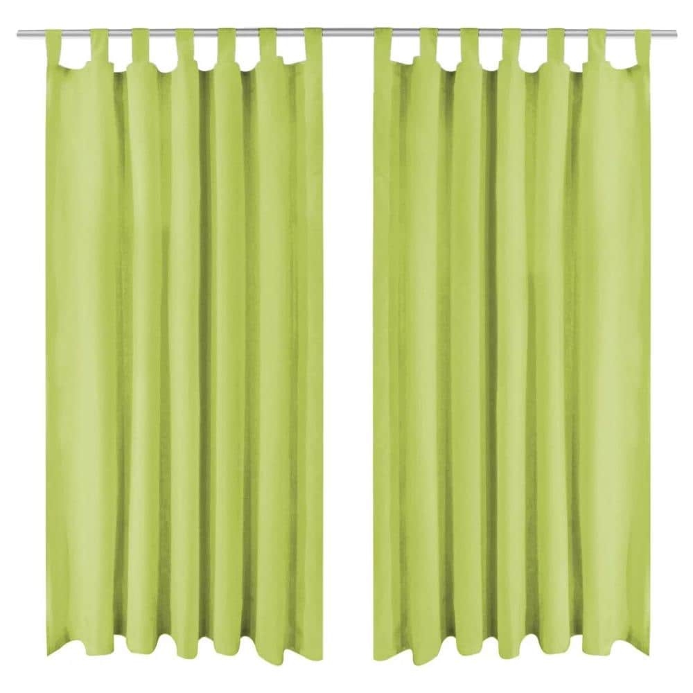 2 Pz Tende In Micro Raso Con Passanti 140x175 Cm Verdi - Foto 1