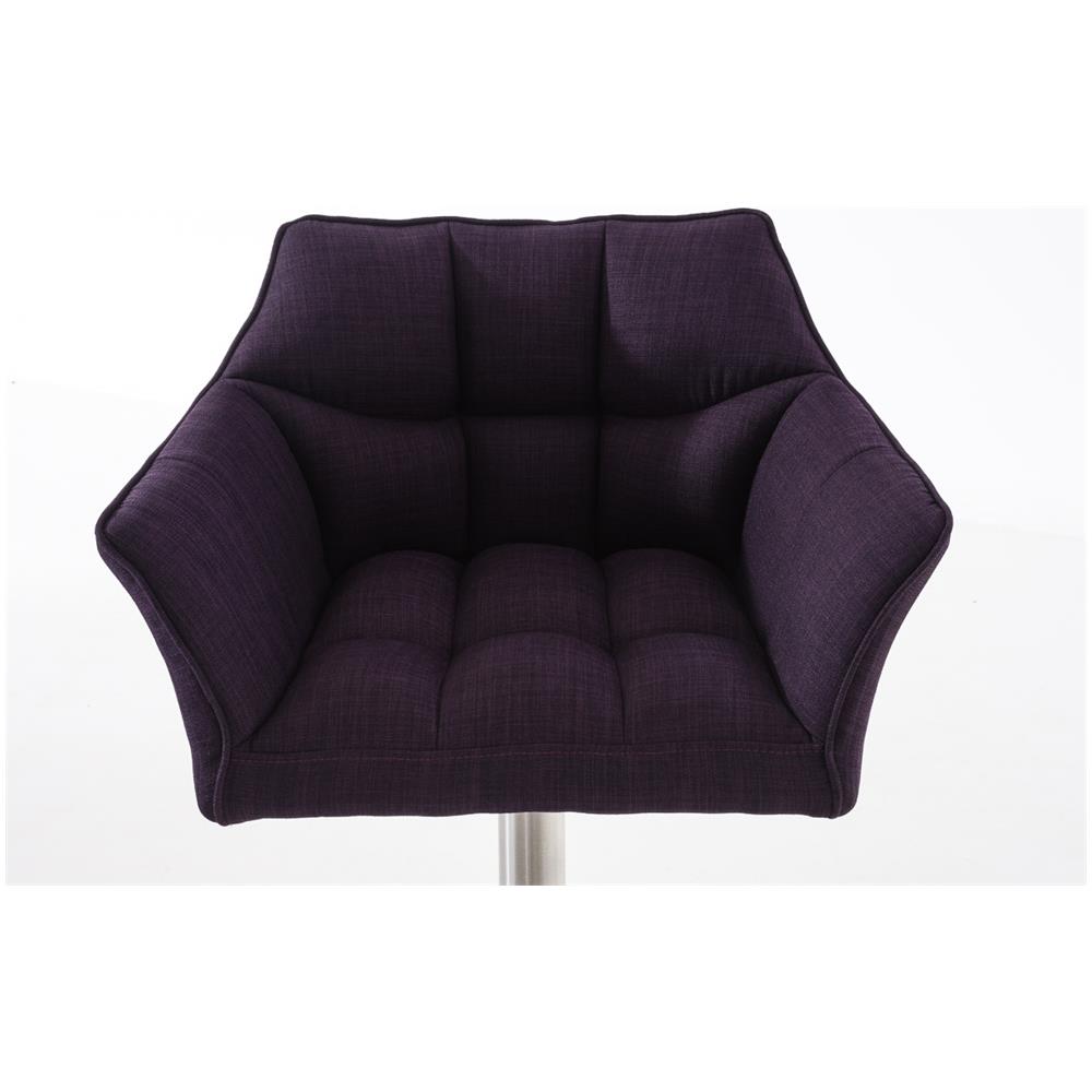 Sgabello Alto Bar Damaso I Sgabello Design Cucina Trapuntato in Tessuto con Braccioli E Schienale Imbottiti l Sedia Sgabello Bar Pub con Poggiapiedi Viola Acciaio Inox - Foto 5