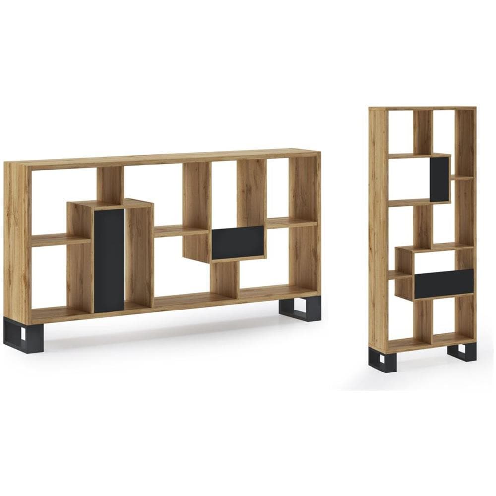 Libreria Di Design Da Salotto, Modello Loft, Colore Struttura Rovere Scuro, Misure: 68,5 X 168 X 25 Cm Di Profondità - Foto 1