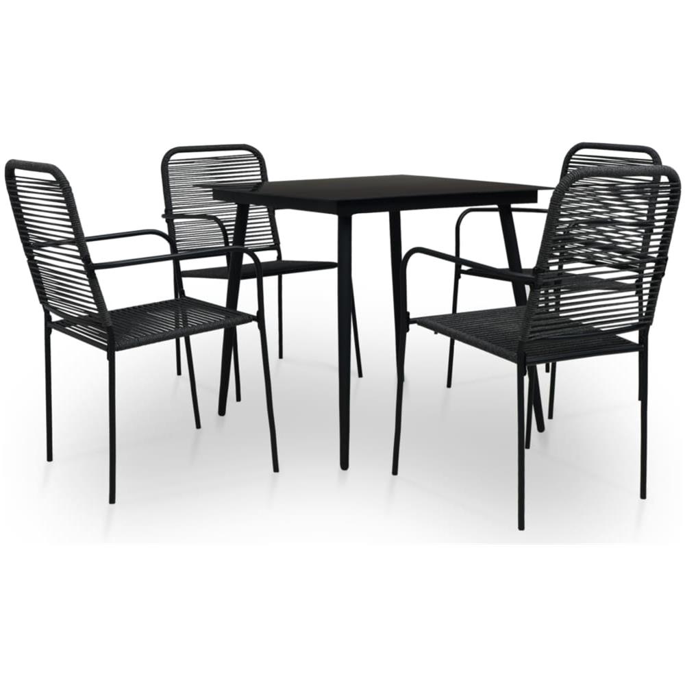 Set Da Pranzo Da Esterni 5 Pz In Corda Di Cotone E Acciaio Nero - Foto 1