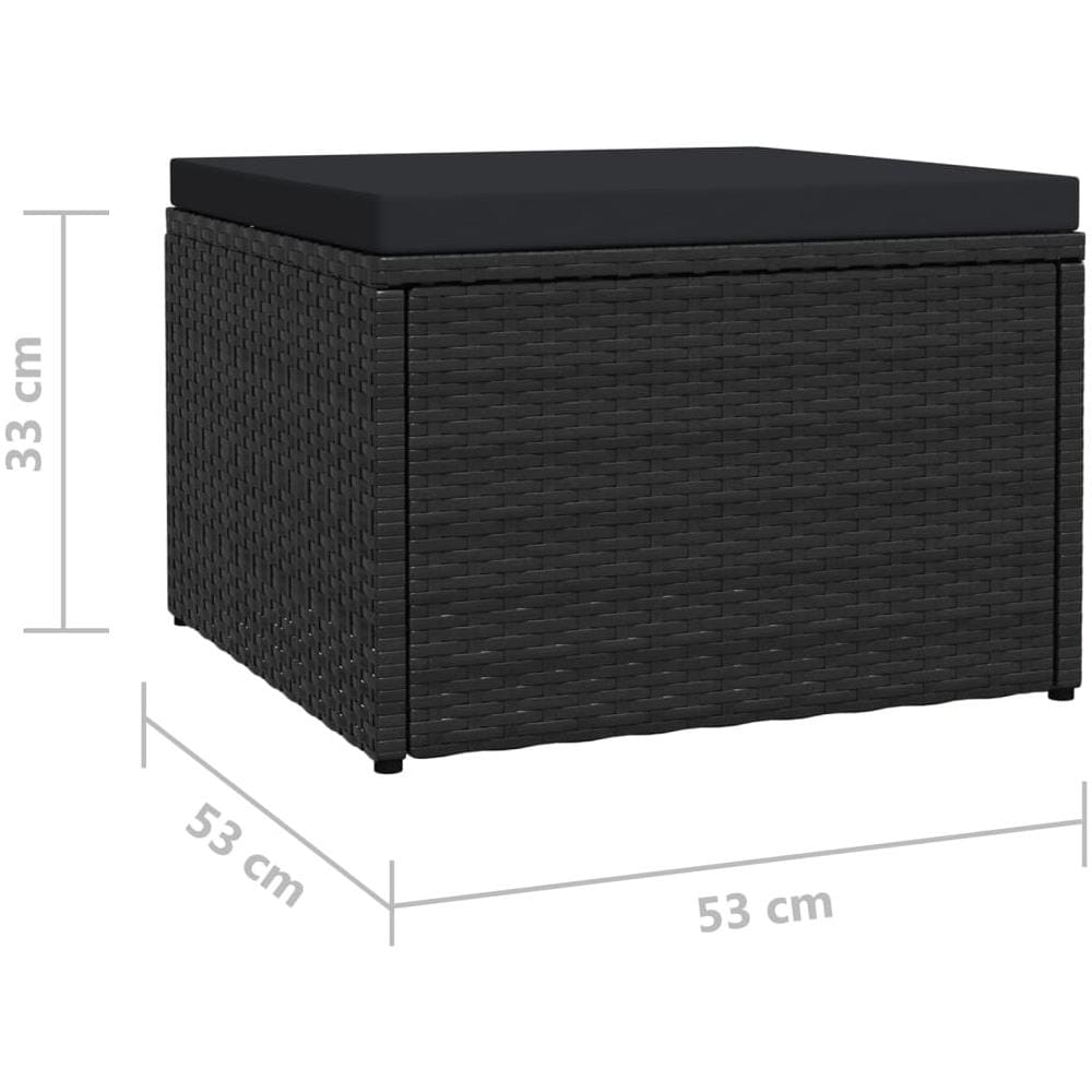 Poggiapiedi Da Giardino Con Cuscino In Polyrattan Nero - Foto 5