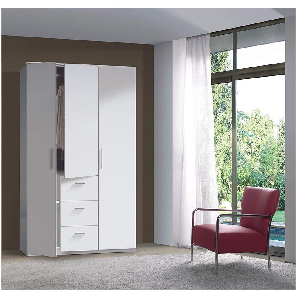 Armadio Guardaroba Dmora 4 Ante E 3 Cassetti - Bianco, 154x59x200 Cm, Per Camera Da Letto - Foto 10