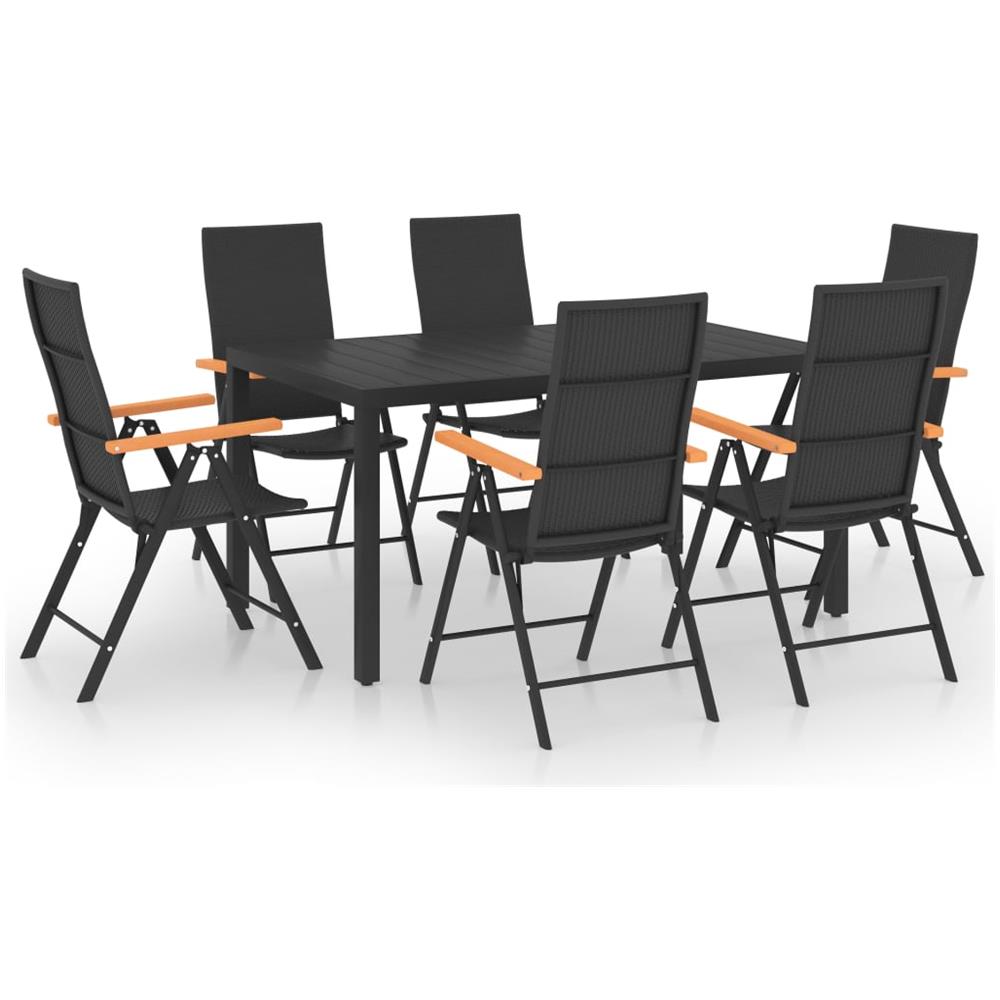 Set Da Pranzo Da Giardino 7 Pz Nero E Marrone - Foto 1