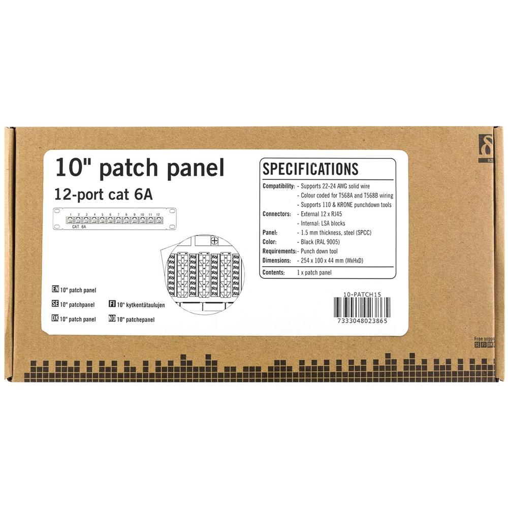 Pannello Patch 10"", 12xrj45, Cat6a, Stp, 10gbps, Metallo, Nero - Foto 2