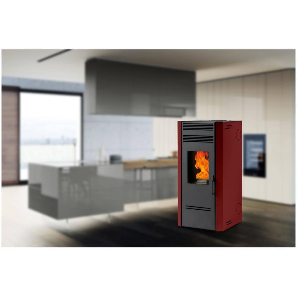 Stufa a Pellet Green 100 in Acciaio Potenza 10 kW Colore Rosso - Foto 3