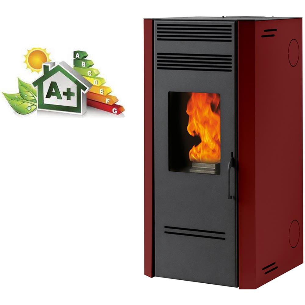 Stufa a Pellet Green 100 in Acciaio Potenza 10 kW Colore Rosso - Foto 1