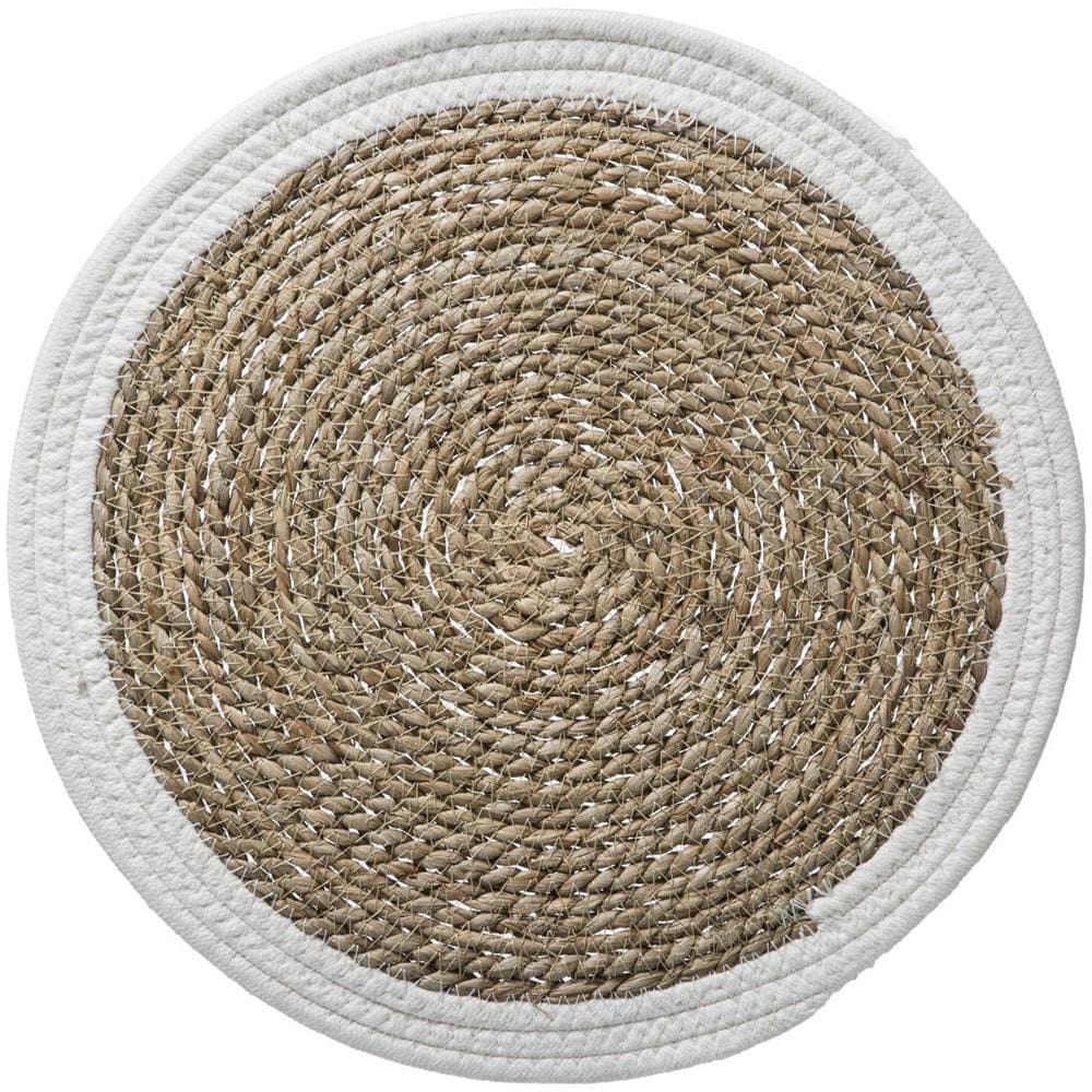 Rondella Da Tavolo Happy In Seagrass, Ø 38 Cm, Con Bordo Bianco - Foto 1