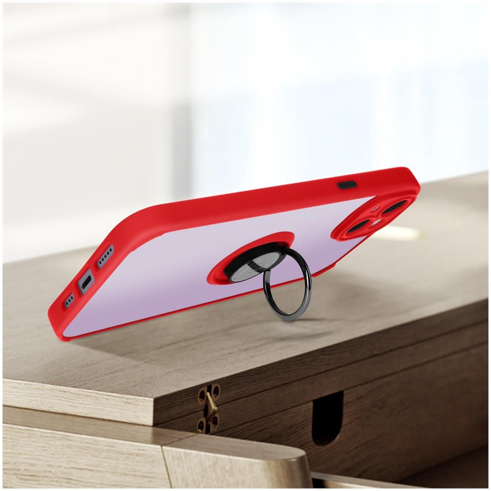Cover Iphone 14 Bimateria Anello Metallico Supporto Rossa - Foto 5