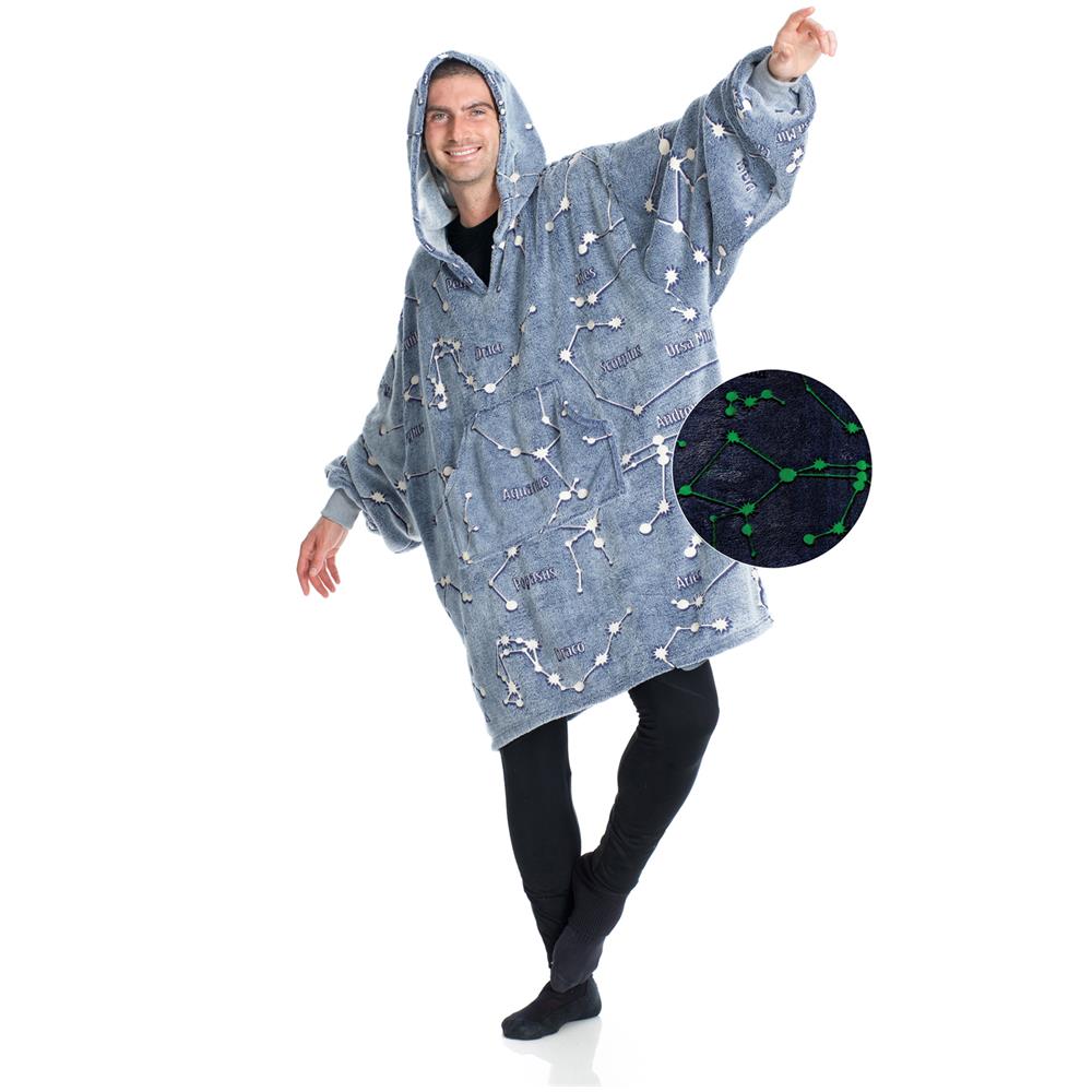 Felpa Con Cappuccio Fluorescente Costellazioni Glow Azzurro - Foto 1