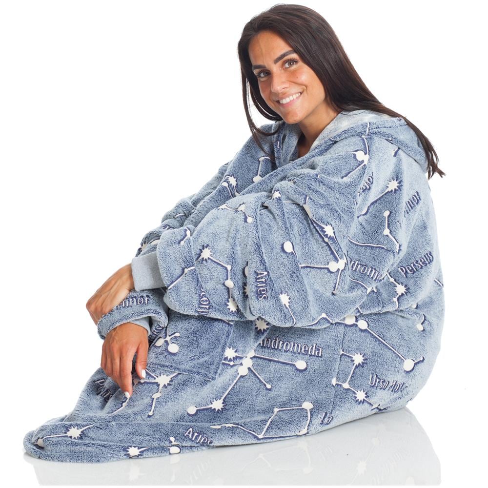 Felpa Con Cappuccio Fluorescente Costellazioni Glow Azzurro - Foto 6