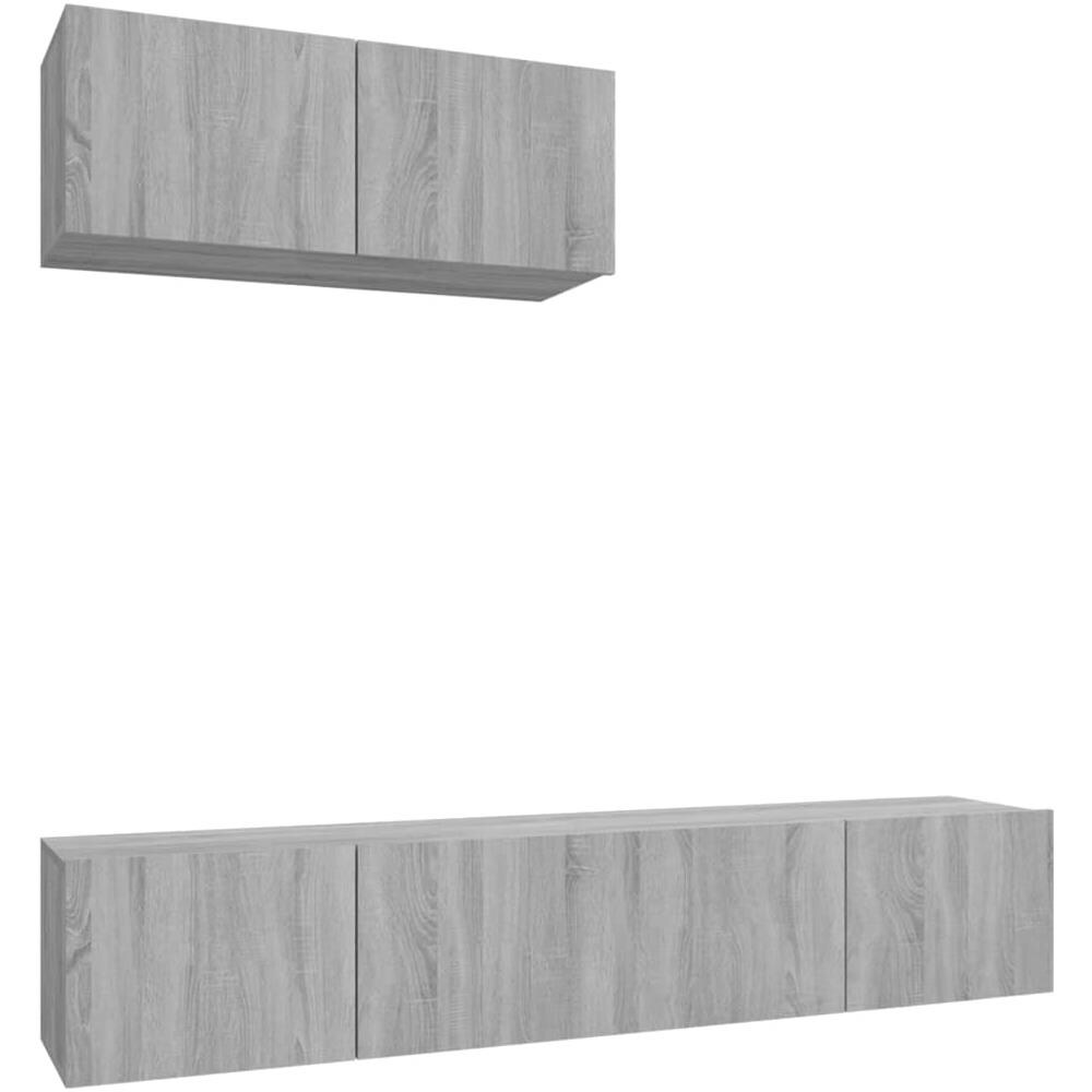 Set Mobili Porta Tv 3 Pz Grigio Sonoma In Legno Multistrato - Foto 2