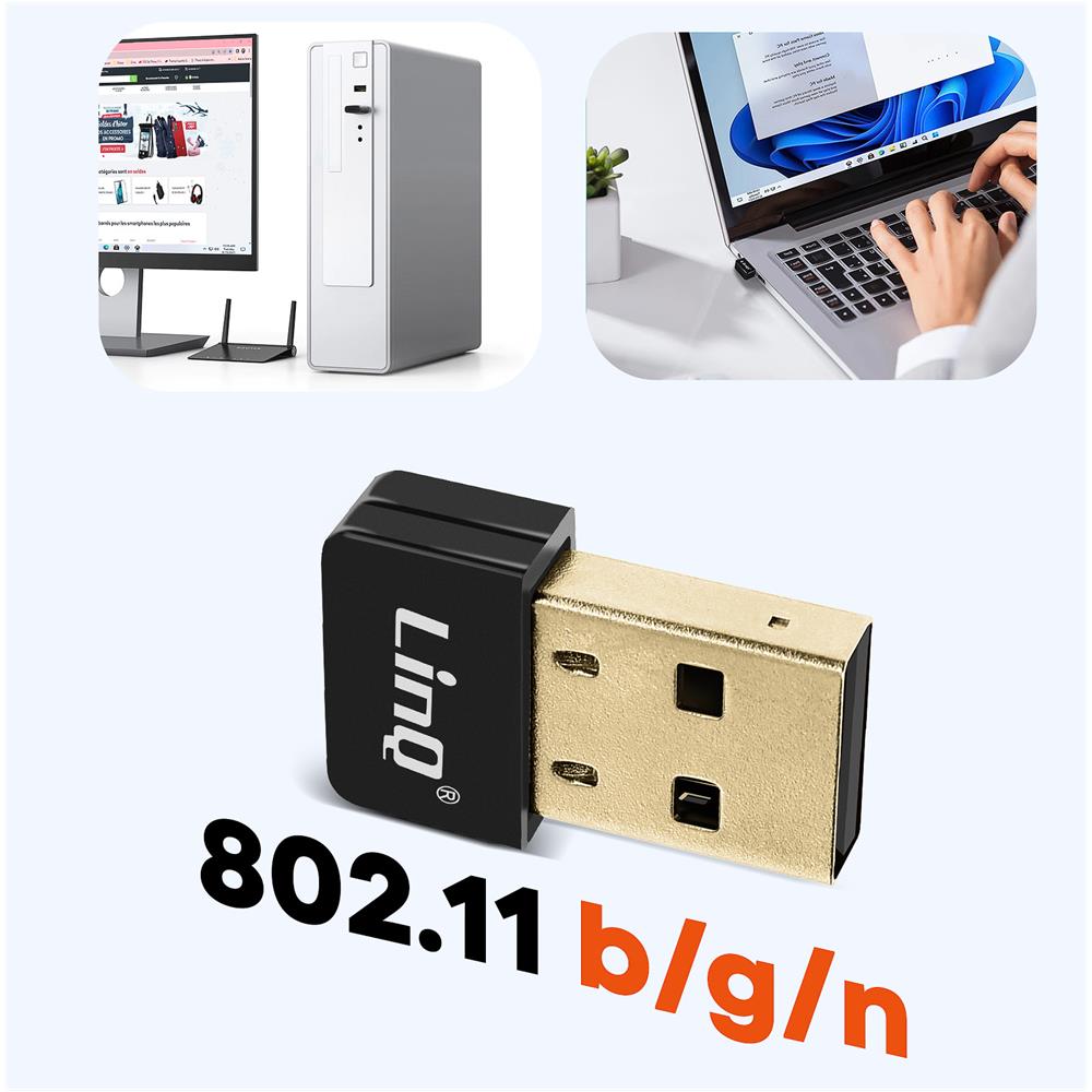 Chiave Usb Wi-fi 150 Mbps Adattatore Di Rete Ultra-compatto Nero Linq - Foto 2