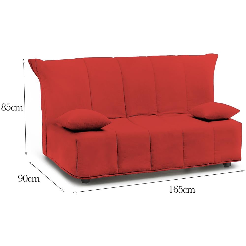 Divano Letto Allegra, Divano A 3 Posti, 100% Made In Italy, Sofà Soggiorno Con Apertura A Carrello, In Tessuto Imbottito, Con Cuscini Inclusi, Cm 165x90h85, Rosso - Foto 4