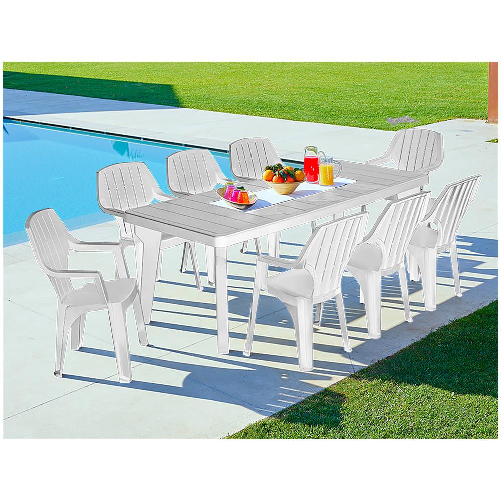 Tavolo Da Esterno Mercurio, Tavolo Rettangolare, Tavolo Allungabile Da Giardino O Da Bar, 100% Made In Italy, 160-220x90h74 Cm, Bianco - Foto 1