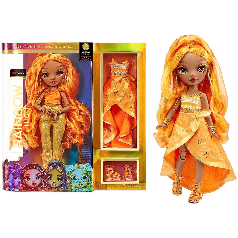 Meena Fleur-bambola Alla Moda Color Oro-include 2 Abiti Mix & Match Con Accessori 578284euc - Foto 1