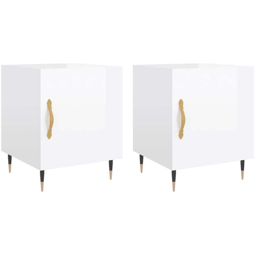 Comodini 2 Pz Bianco Lucido 40x40x50 Cm In Legno Multistrato - Foto 2