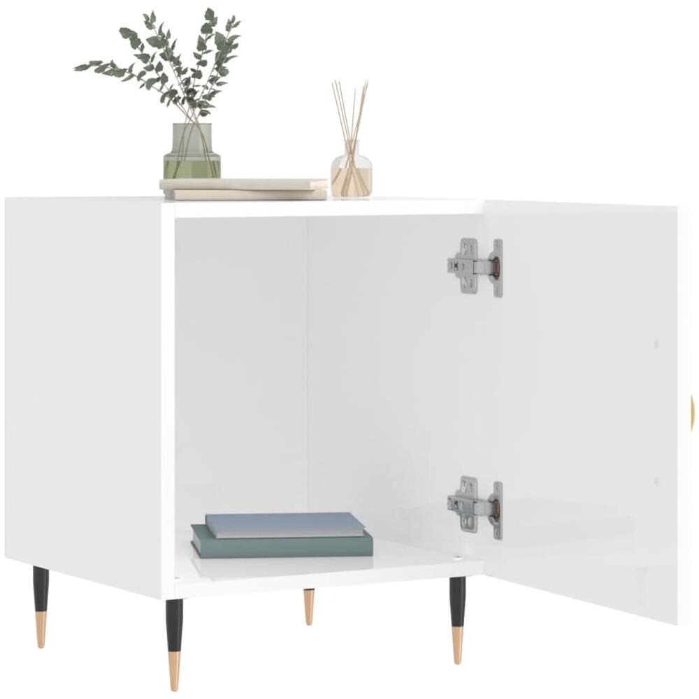 Comodini 2 Pz Bianco Lucido 40x40x50 Cm In Legno Multistrato - Foto 3