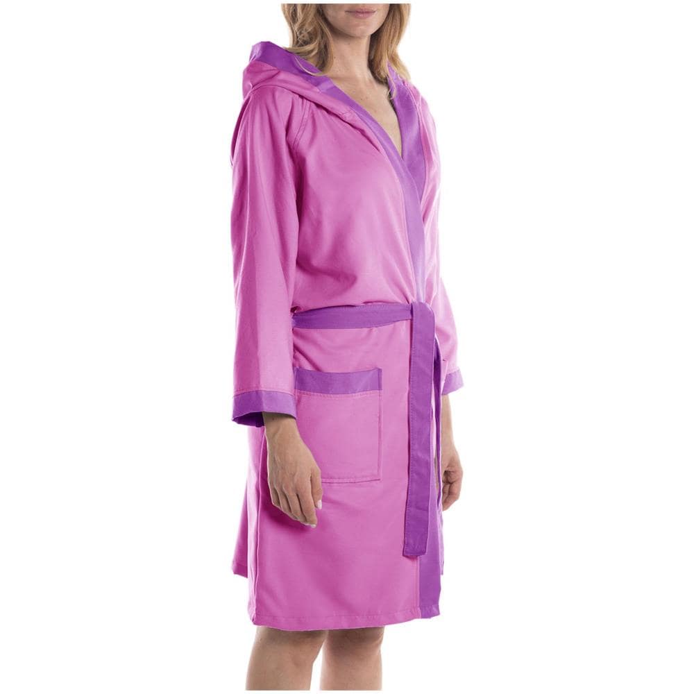 Accappatoio Con Cappuccio Spugnissima Tecno Bicolor In Microfibra Colore Viola Misura S - Foto 2