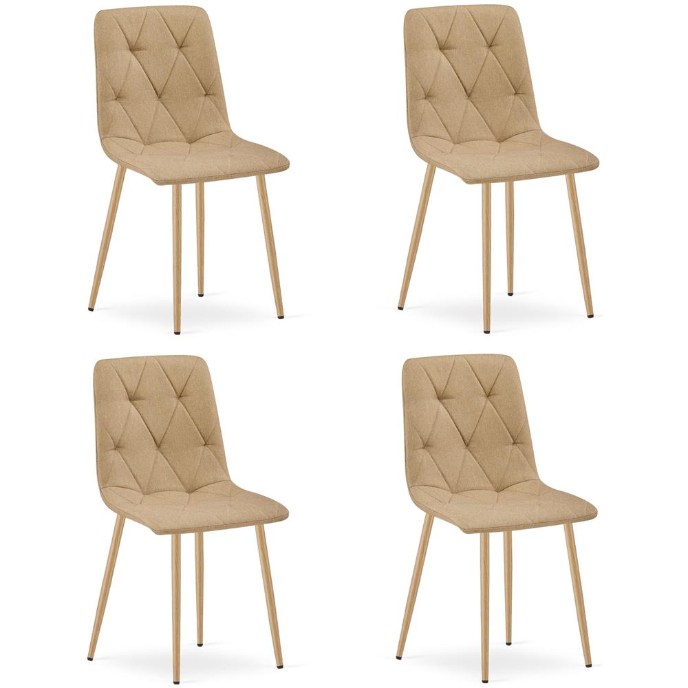 Sedia imbottita TYRA - Elegante tessuto marrone per soggiorno x 4 - Foto 1