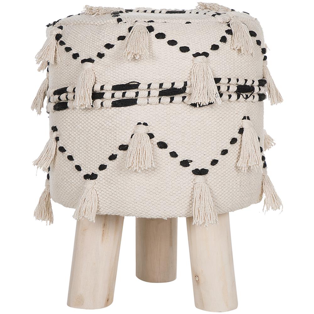 Sgabello In Cotone Beige / nero Thondi - Foto 1