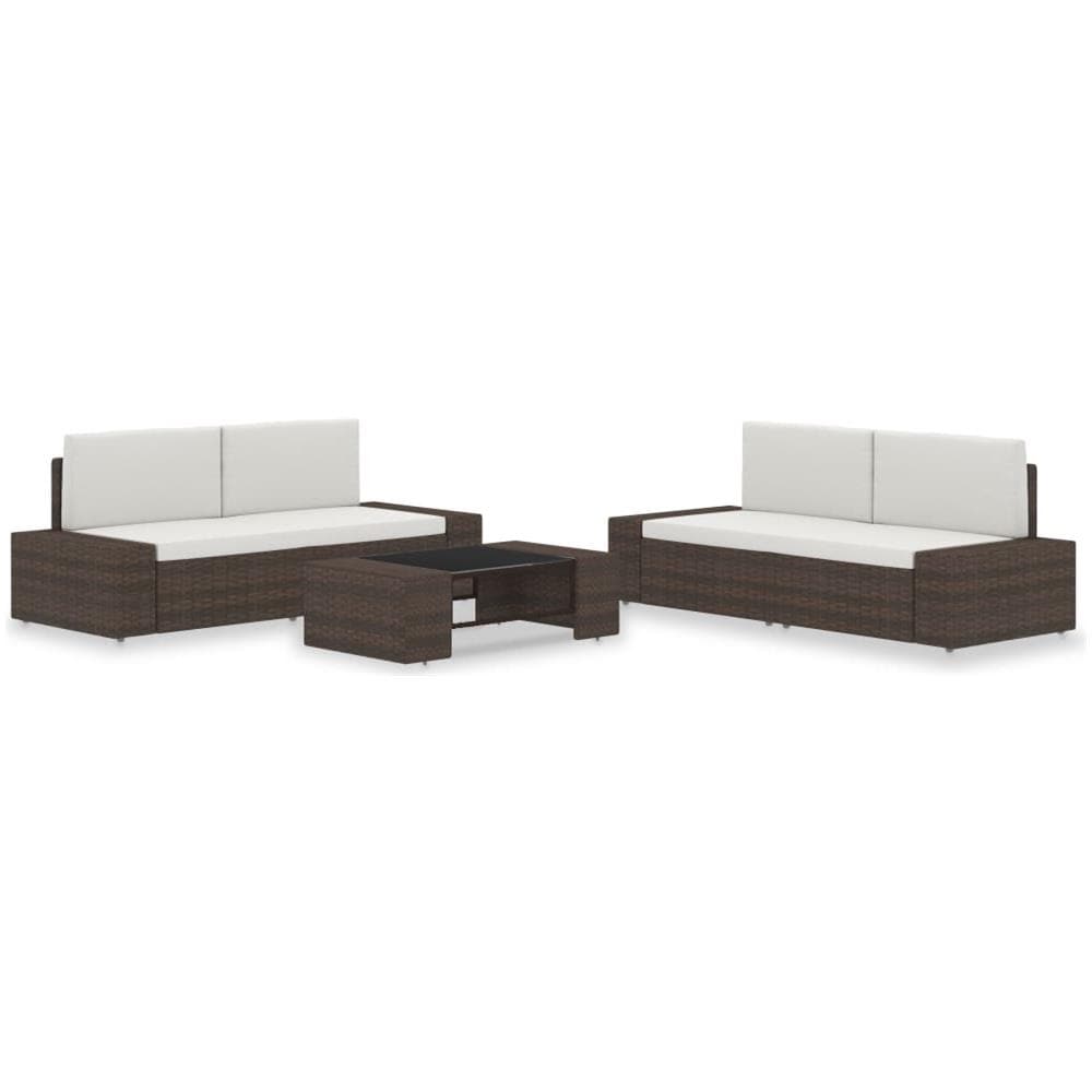 Set Divani Da Giardino 5 Pz In Polyrattan Marrone - Foto 1