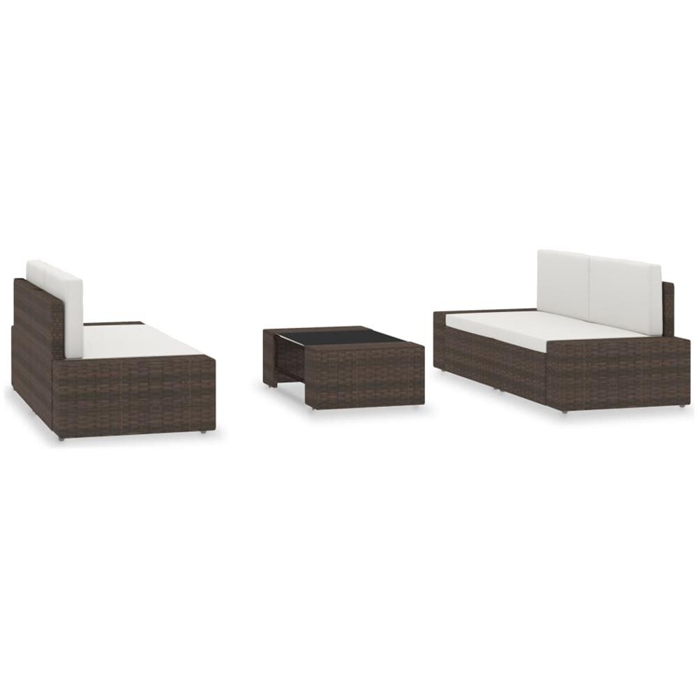 Set Divani Da Giardino 5 Pz In Polyrattan Marrone - Foto 2