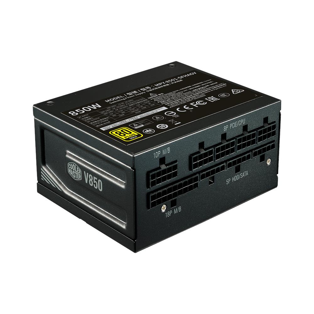 SFF//mini-ITX Alimentatore Full-Modular Cooler Master V850 SFX Gold bianco Garanzia di 10 Anni 850W 80 PLUS Gold Ventola FDB Silenziosa da 92mm Staffa SFX-a-ATX 850W Modalità Semi-Fanless