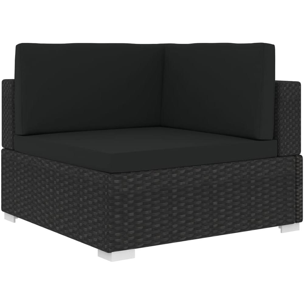 Poltrona Modulare ad Angolo 1 pz con Cuscini in Polyrattan Nero - Foto 1