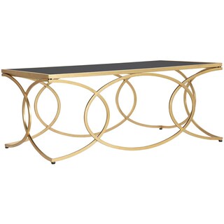 Tavolino Da Caffè Beverly Con Struttura In Acciaio Dorato E Piano In Vetro Temperato Trasparente - Design Moderno, Glamour E Minimalista