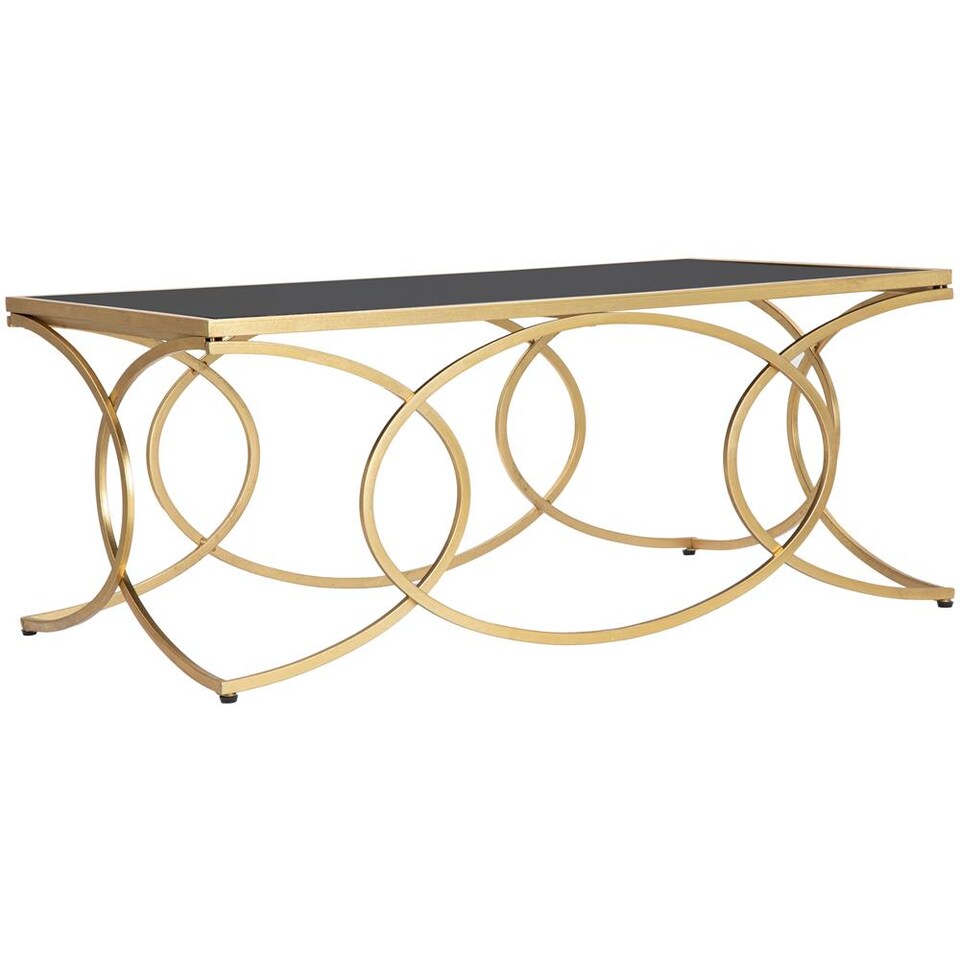 Tavolino Da Caffè Beverly Con Struttura In Acciaio Dorato E Piano In Vetro Temperato Trasparente - Design Moderno, Glamour E Minimalista