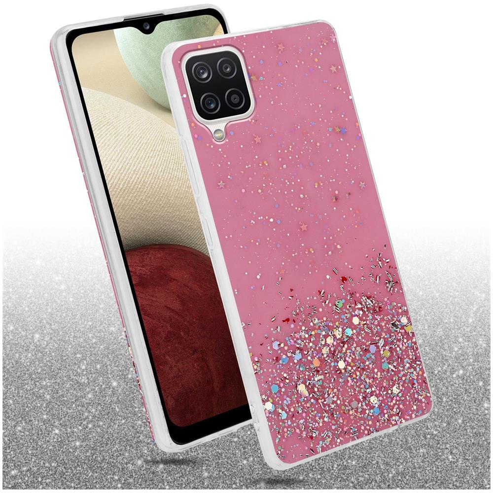 Custodia Compatibile Con Samsung Galaxy A12 / M12 In Rosa Con Glitter - Coperchio Protettivo In Silicone Tpu Flessibile Con Glitter Scintillanti - Foto 2