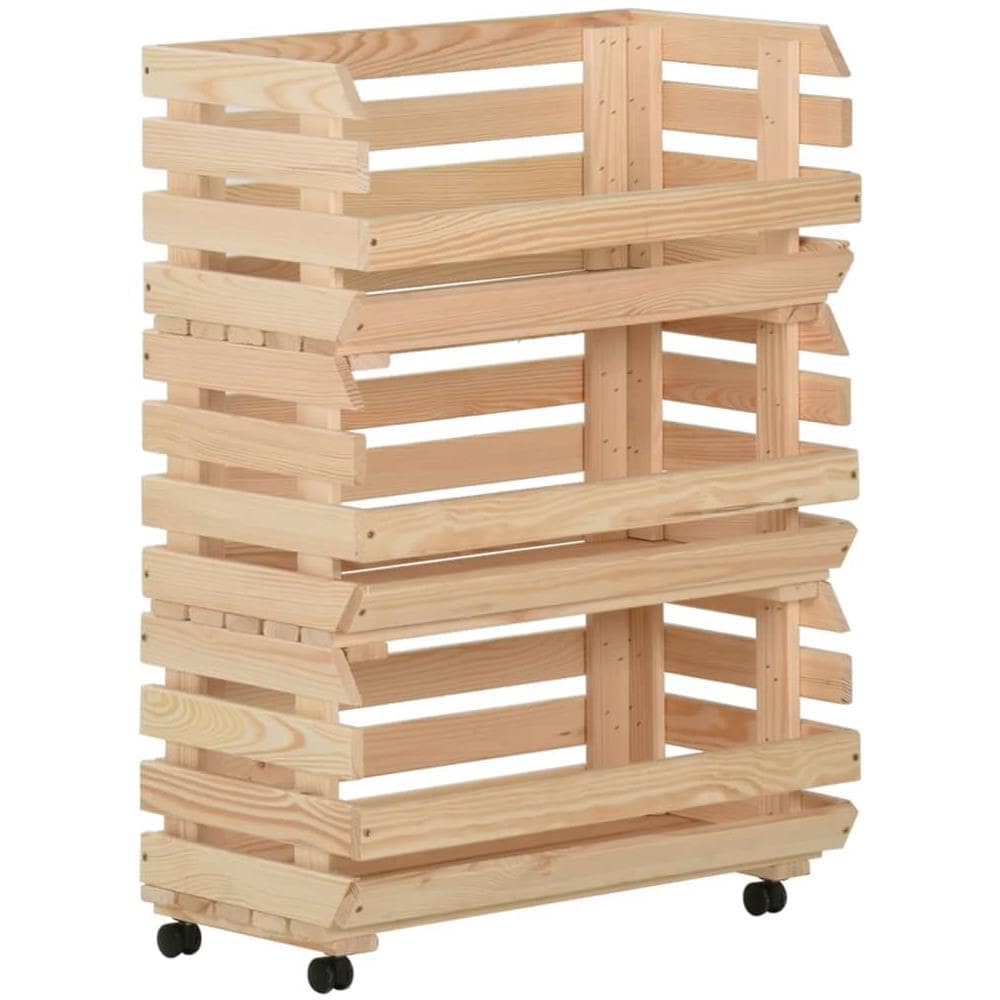 Carrello Portaverdure 57x30x80 Cm In Legno Massello Di Pino - Foto 1