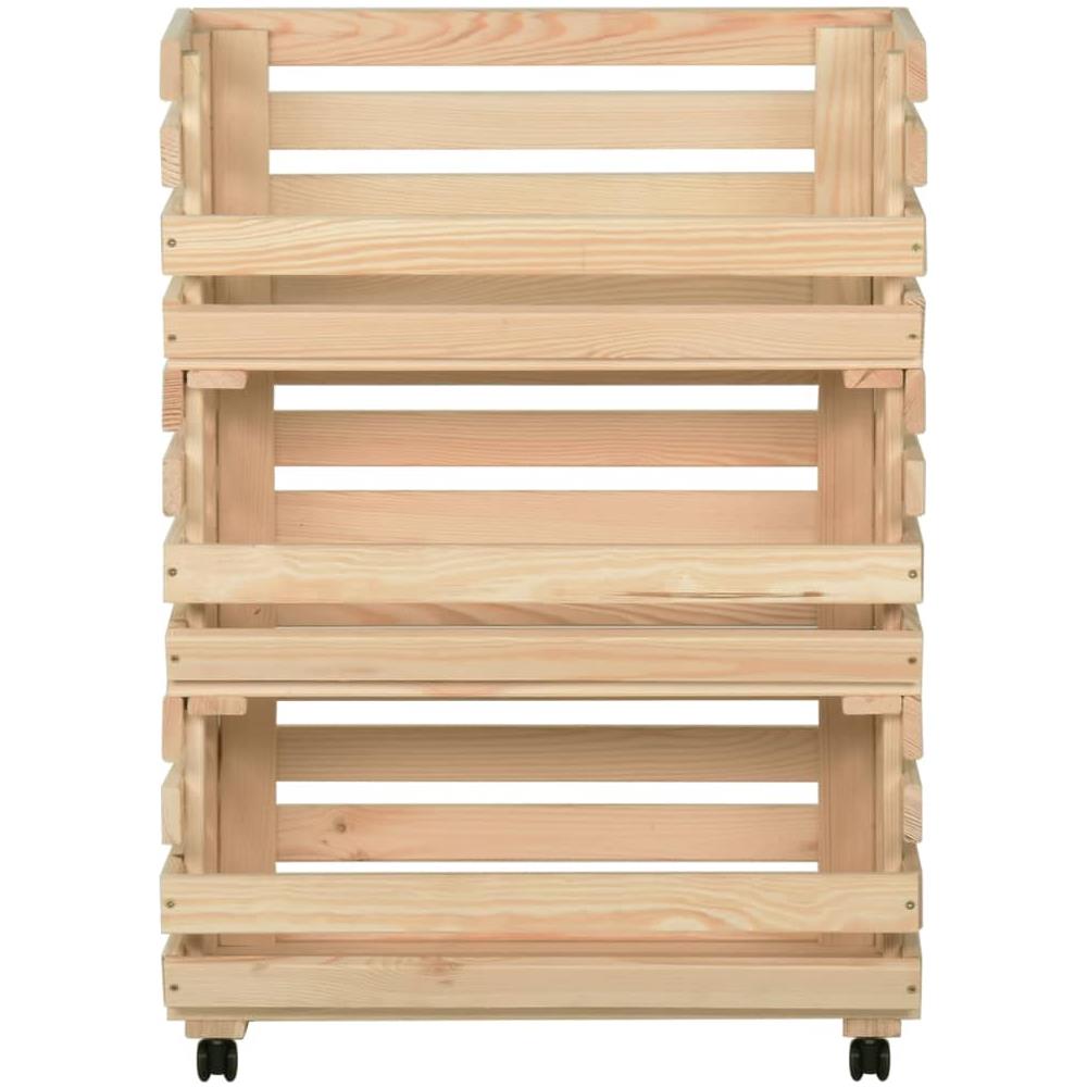 Carrello Portaverdure 57x30x80 Cm In Legno Massello Di Pino - Foto 3