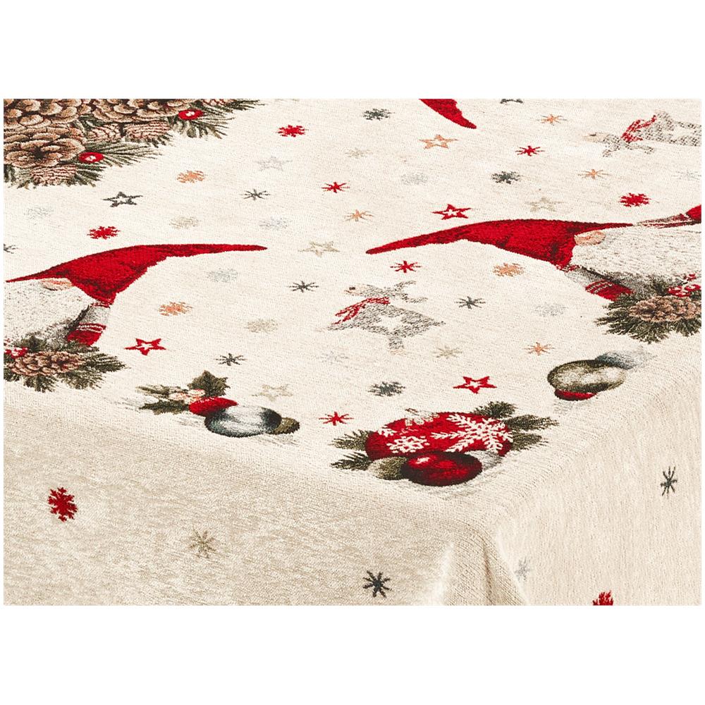 Tovaglia Copritavolo Tavola Fantasia Natalizia Disegno Elfo Gnomo Rosso Made Italy 140x140 Elfo Rosso - Foto 2