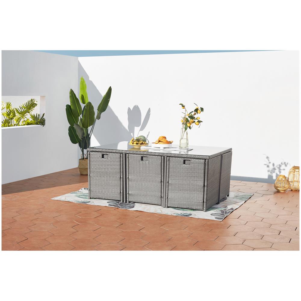 Salotto Da Giardino A Incasso 6 Posti Resina Intrecciata Grigio/bianco Miami - Foto 8