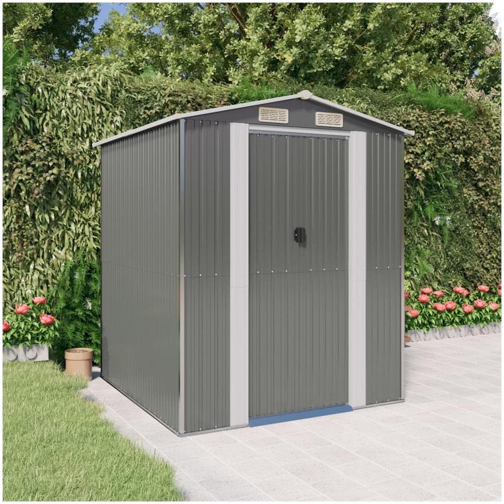 Capanno da Giardino Grigio Chiaro 192x191x223cm Acciaio Zincato - Foto 1