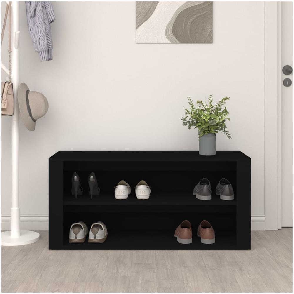 Scarpiera Nera 100x35x45 Cm In Legno Multistrato - Foto 3
